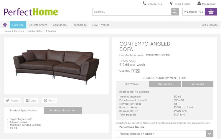 Screenshot of Product Detail page